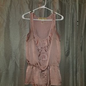 Dusty Rose Ruffle Sleeveless Blouse